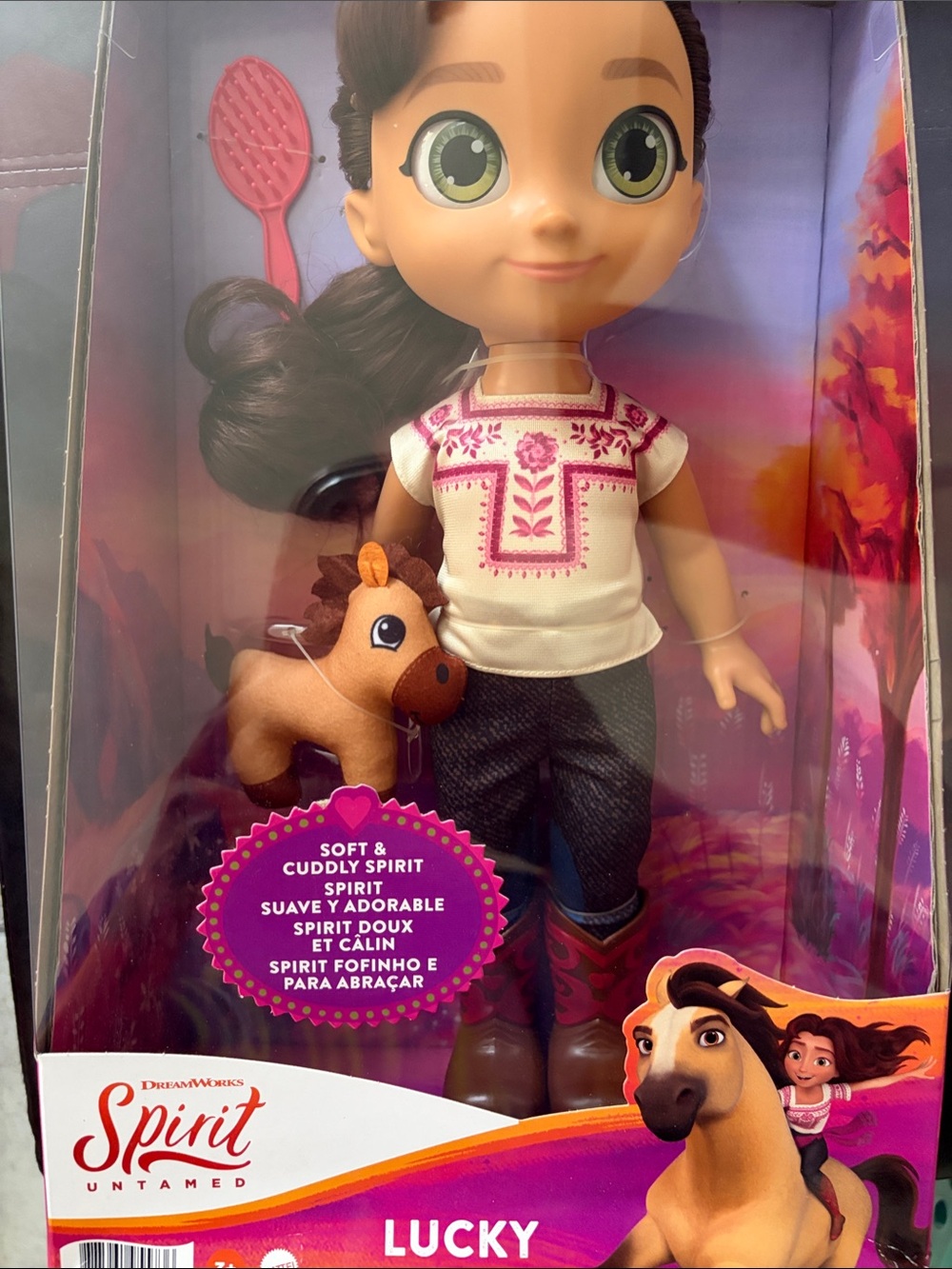 Dreamworks Lucky Doll in White & Pink Top with Brown Pony new in box